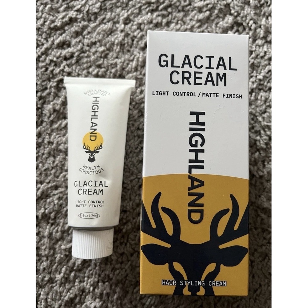 Highland Hair Cream Light Hold Matte Finish 2.5 oz Caffeine Sandalwood Amber